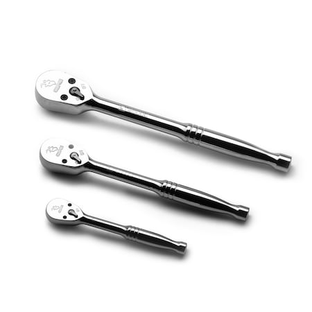 Capri Tools 1/4, 3/8, 1/2 in Drive 72-Tooth Low Profile Ratchet Set, 3 pcs 12000C